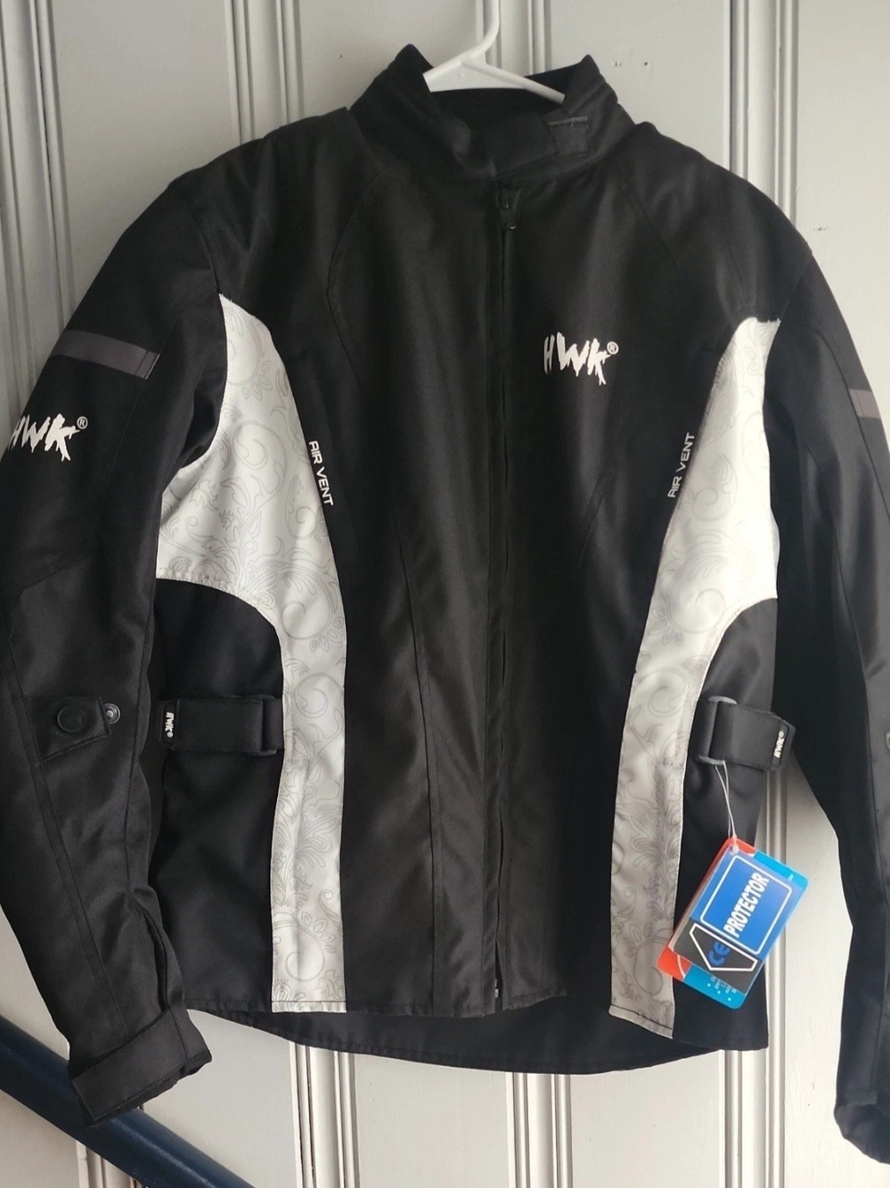HWK Motorcycle Jacket Women's Large Hi Vis White Floral Pattern New With Tags